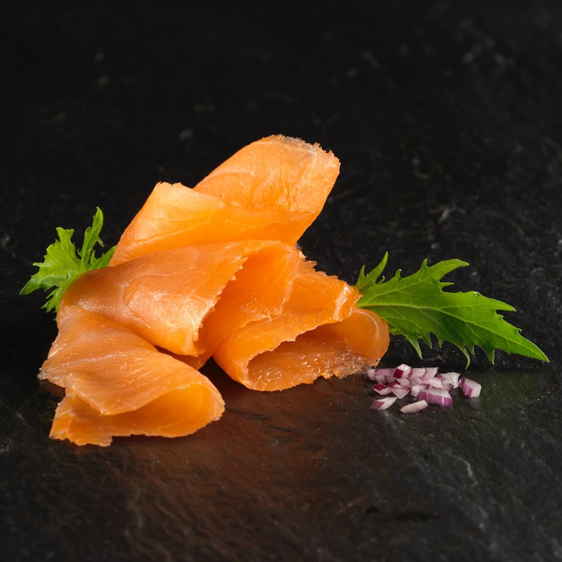 Sliced cold-smoked salmon