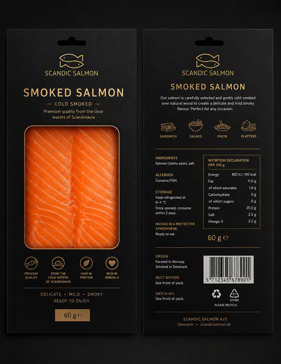 Retail-ready smoked salmon pack